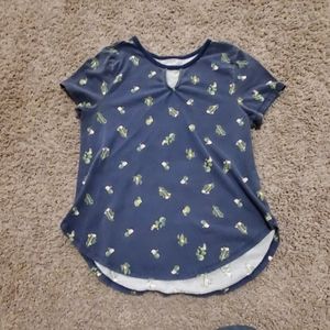 Girls Blue T-Shirt With Cactus